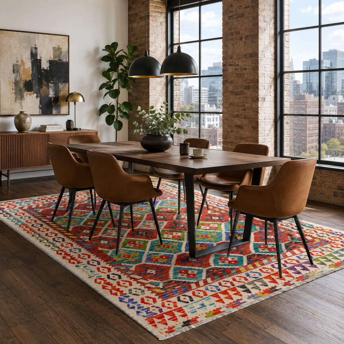 Tapis Ethnique Vintage Bordeaux Lavable Nolia, vue 6