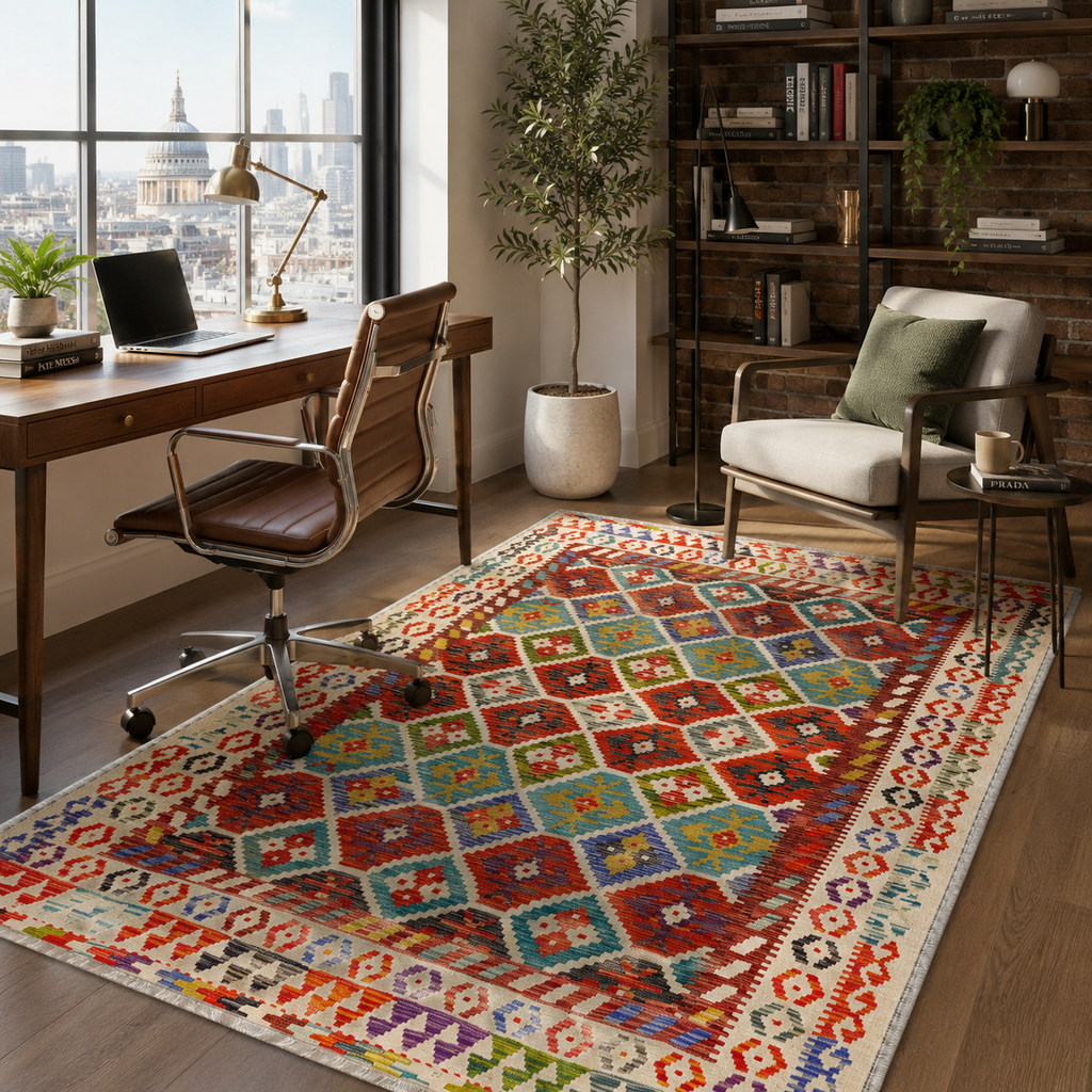 Tapis Ethnique Vintage Bordeaux Lavable Nolia, vue 7