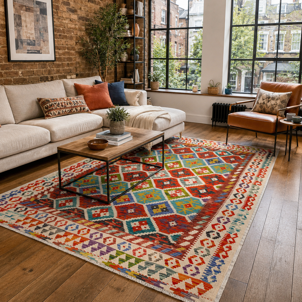Tapis Ethnique Vintage Bordeaux Lavable Nolia, vue 9