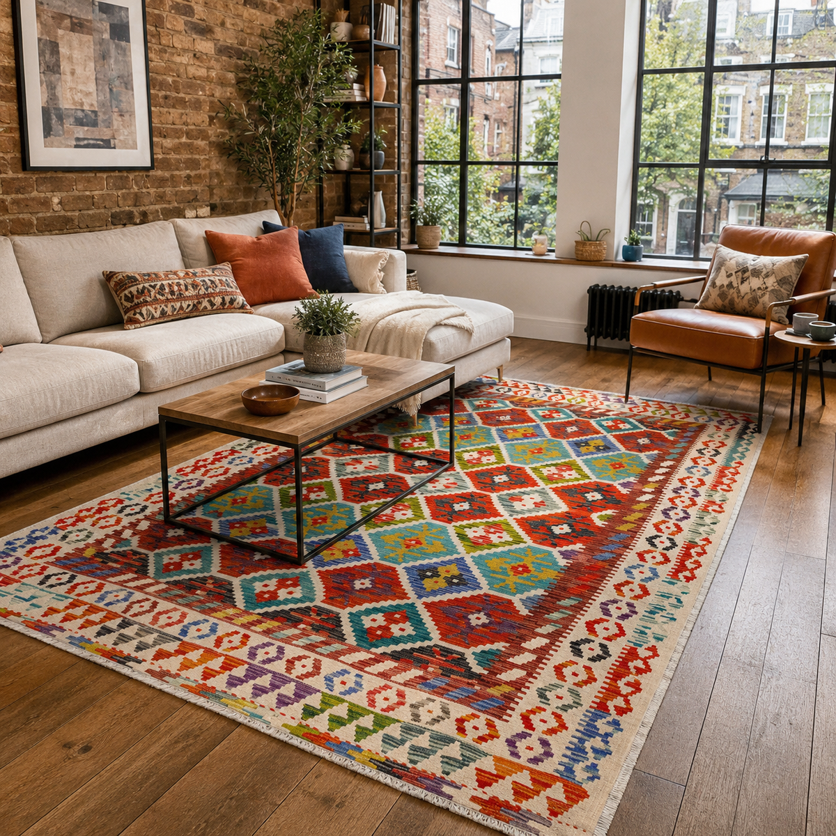 Tapis Ethnique Vintage Bordeaux Lavable Nolia, vue 9