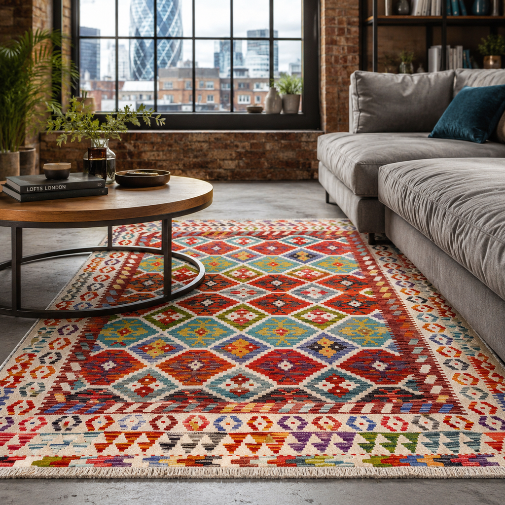Tapis Ethnique Vintage Bordeaux Lavable Nolia, vue 10