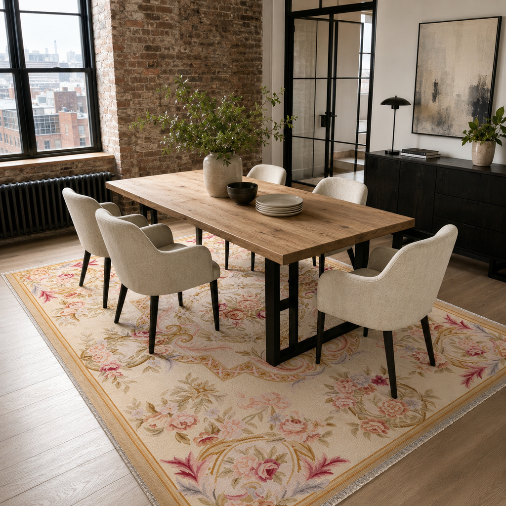 Tapis Ethnique Vintage Crème et Blanc Lavable Yara, vue 5