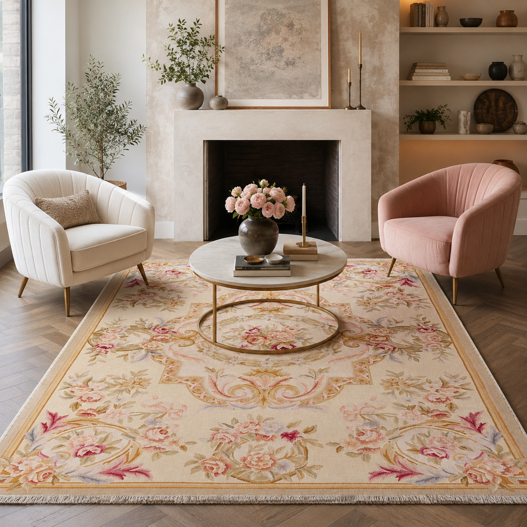 Tapis Ethnique Vintage Crème et Blanc Lavable Yara, vue 9