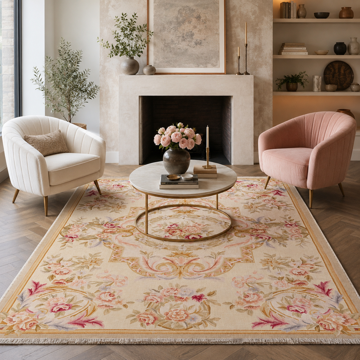 Tapis Ethnique Vintage Crème et Blanc Lavable Yara, vue 9