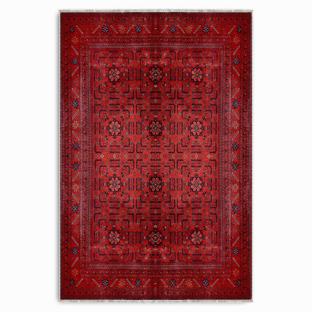 Détail du motif du tapis ethnique vintage bordeaux lavable Lysandre