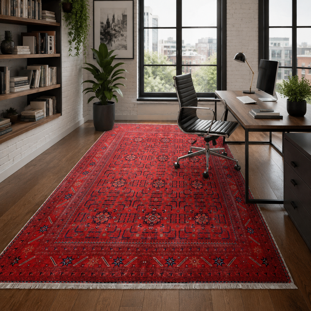 Tapis Ethnique Vintage Bordeaux Lavable Lysandre, vue 7