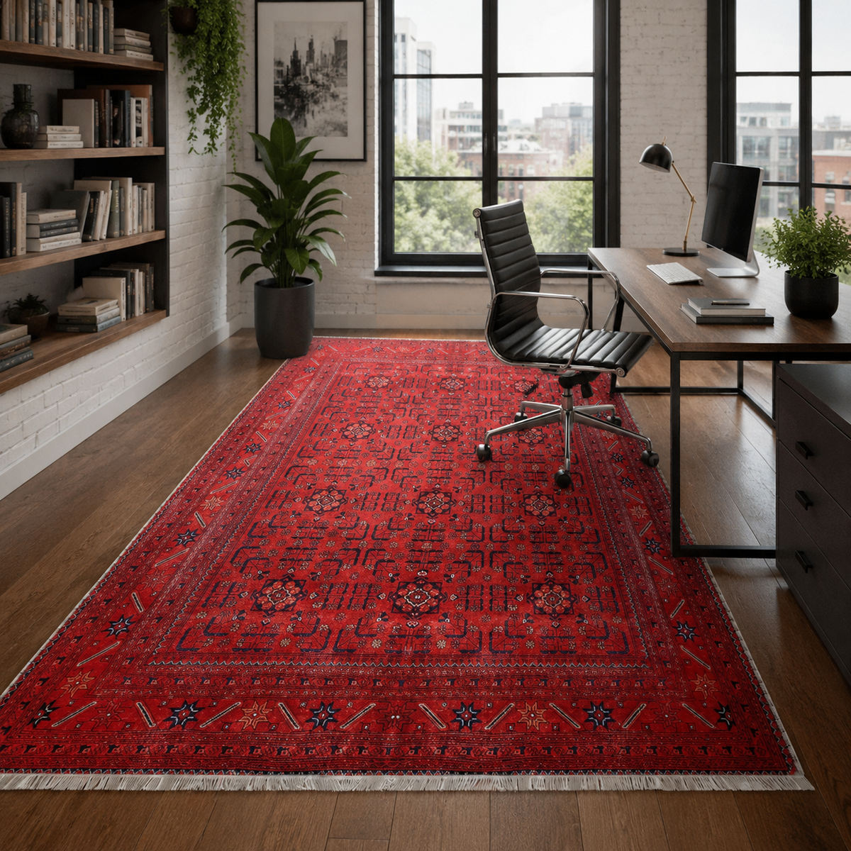 Tapis Ethnique Vintage Bordeaux Lavable Lysandre, vue 7