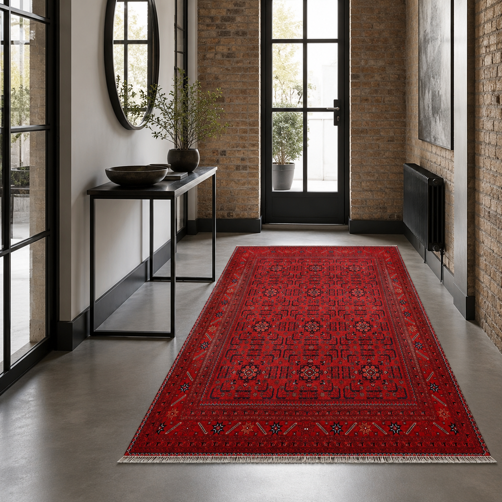 Tapis Ethnique Vintage Bordeaux Lavable Lysandre, vue 8