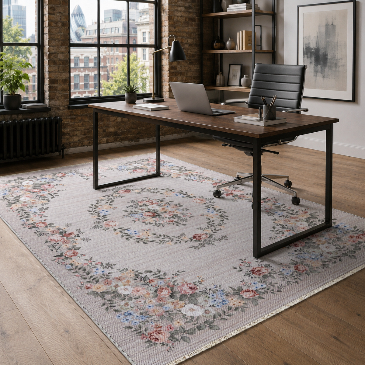 Tapis Ethnique Vintage Crème et Blanc Lavable Violette, vue 7