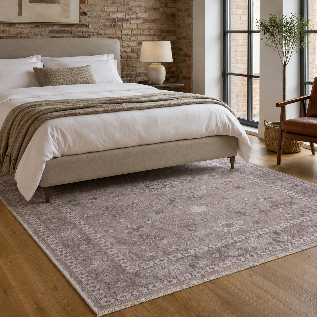 Tapis Ethnique Vintage Gris Lavable Aria, vue 5