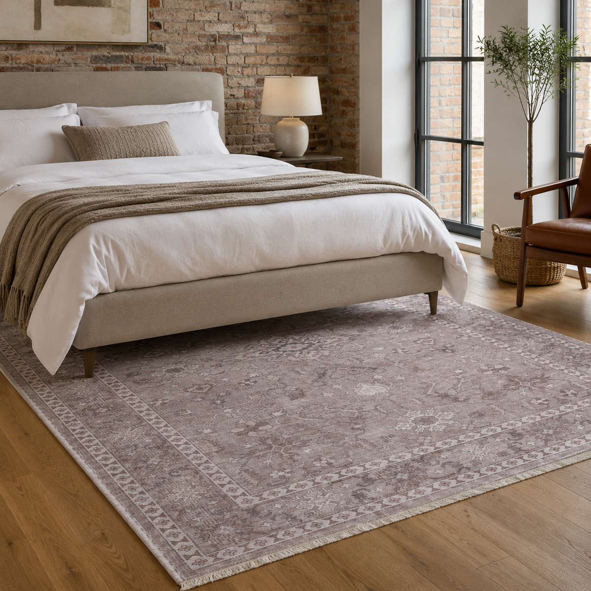 Tapis Ethnique Vintage Gris Lavable Aria, vue 5