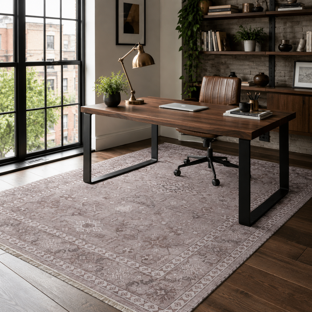 Tapis Ethnique Vintage Gris Lavable Aria, vue 7