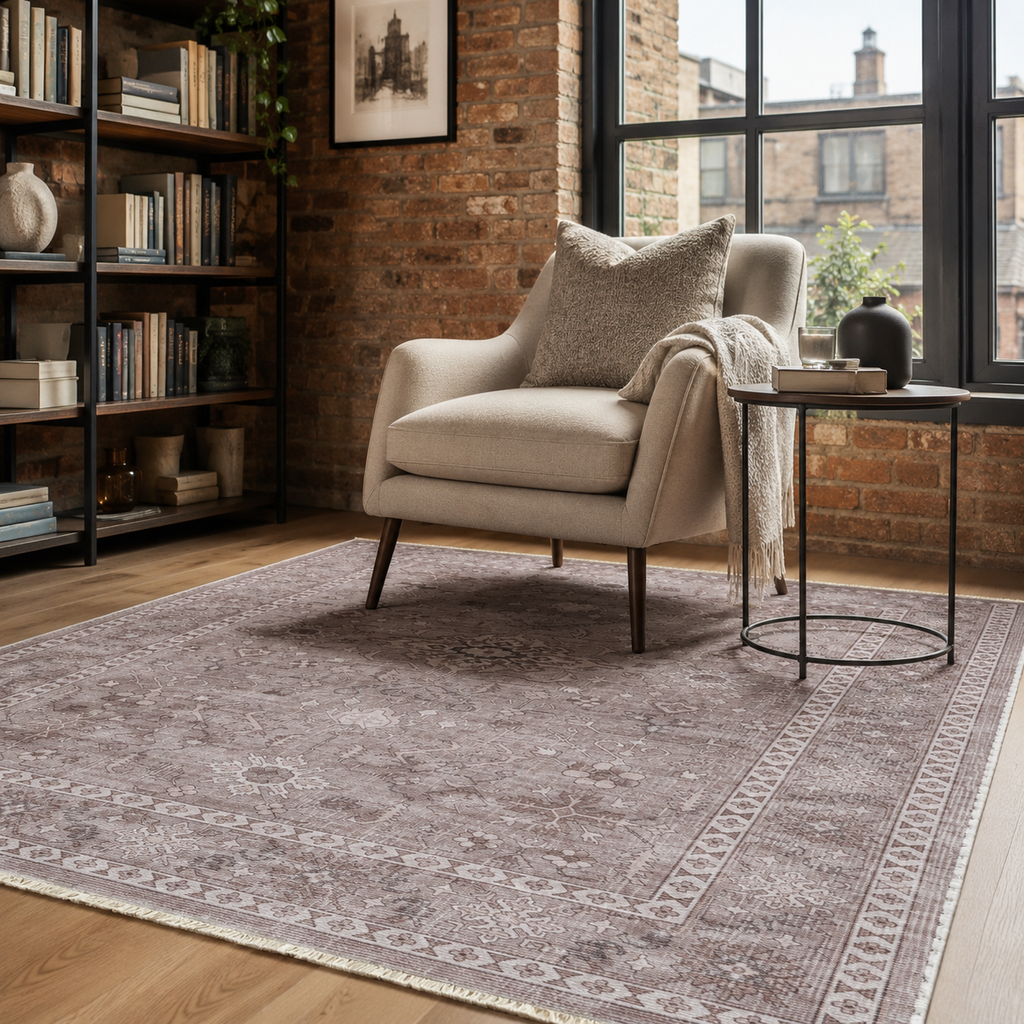 Tapis Ethnique Vintage Gris Lavable Aria, vue 8