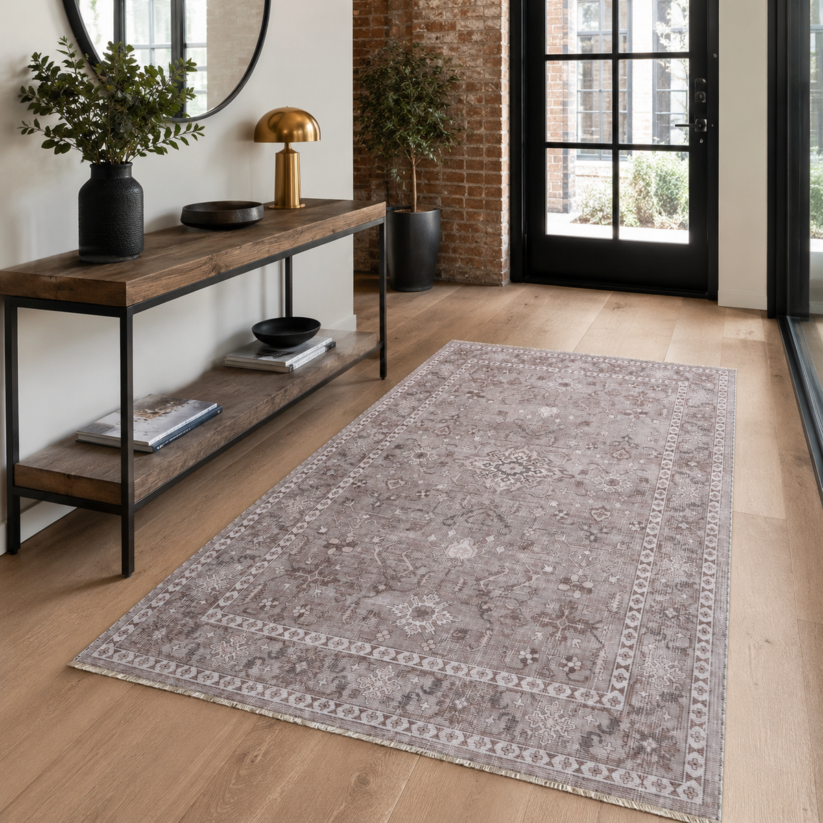 Tapis Ethnique Vintage Gris Lavable Aria, vue 9