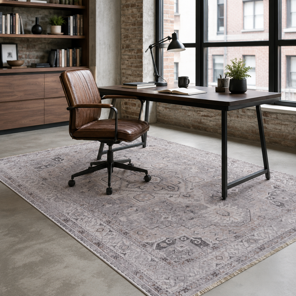 Tapis Ethnique Vintage Gris Lavable Yasmine, vue 6