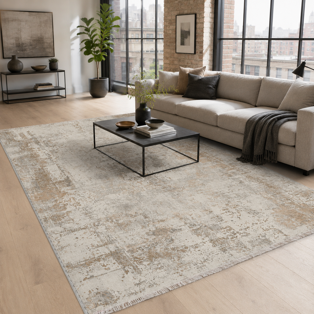 Tapis Ethnique Vintage Bleu Marine Lavable Amina, vue 3