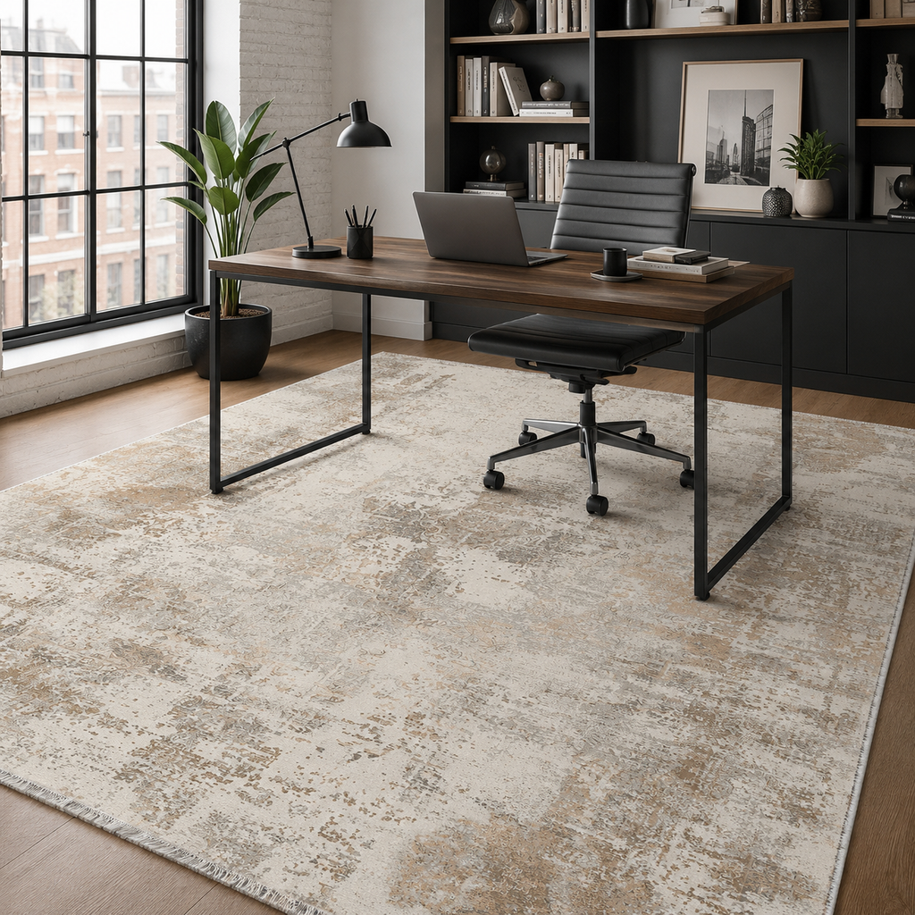 Tapis Ethnique Vintage Bleu Marine Lavable Amina, vue 6