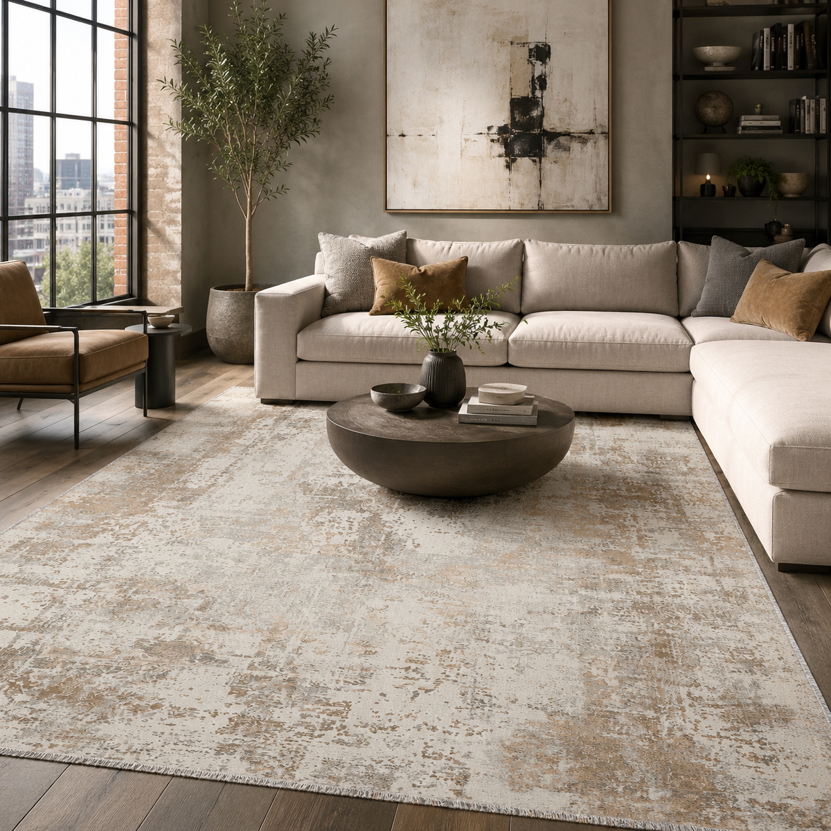 Tapis Ethnique Vintage Bleu Marine Lavable Amina, vue 9