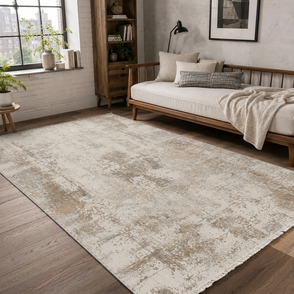 Tapis Ethnique Vintage Bleu Marine Lavable Amina, vue 10