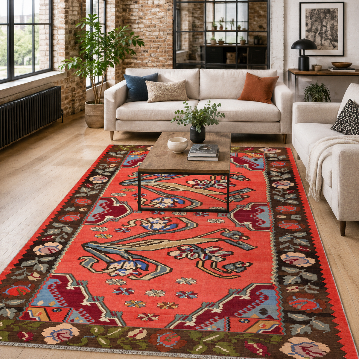 Tapis Ethnique Vintage Bordeaux Lavable Lior, vue 3
