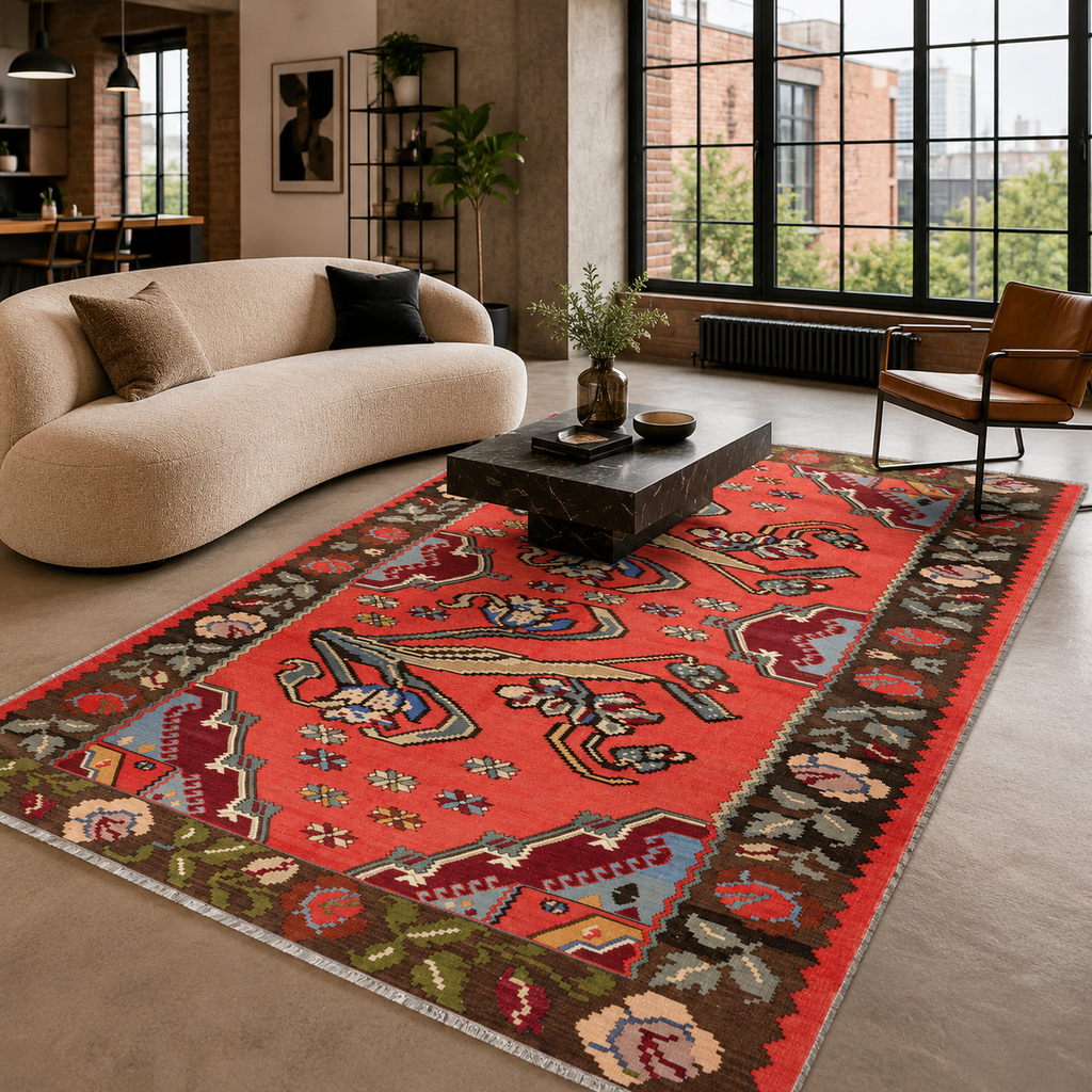 Tapis Ethnique Vintage Bordeaux Lavable Lior, vue 4