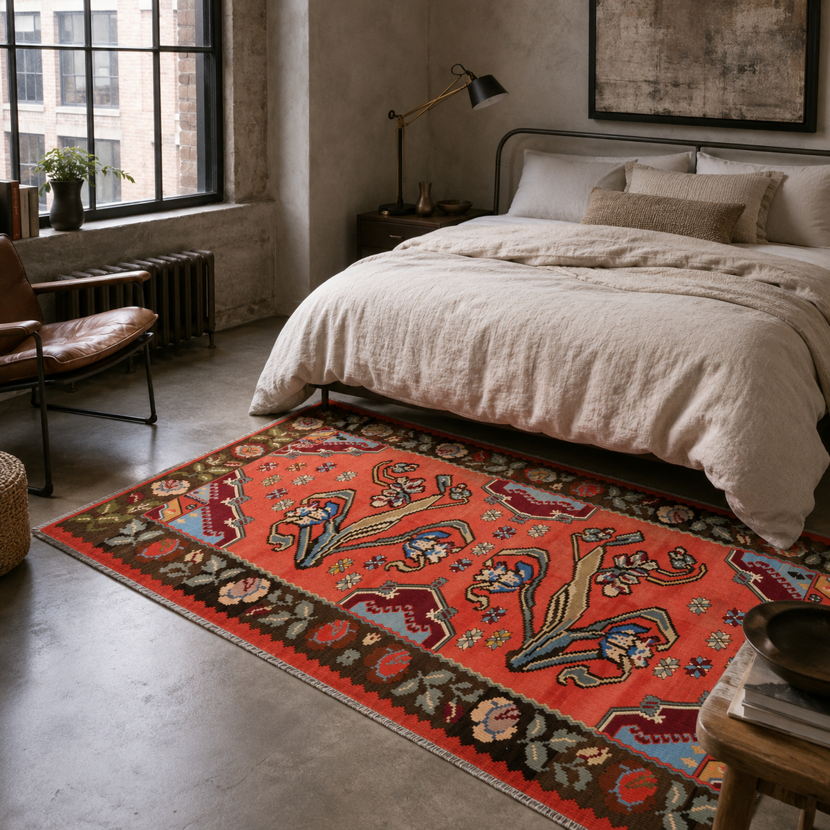 Tapis Ethnique Vintage Bordeaux Lavable Lior, vue 5