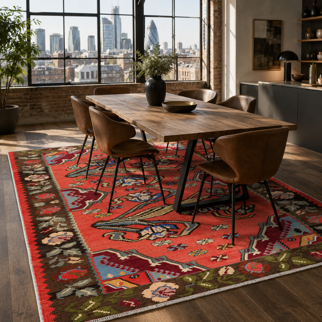 Tapis Ethnique Vintage Bordeaux Lavable Lior, vue 6