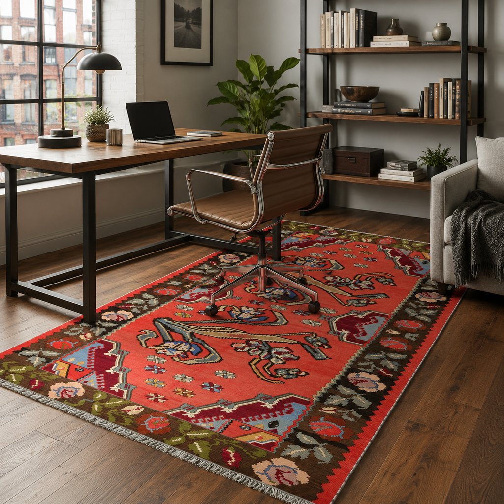Tapis Ethnique Vintage Bordeaux Lavable Lior, vue 7