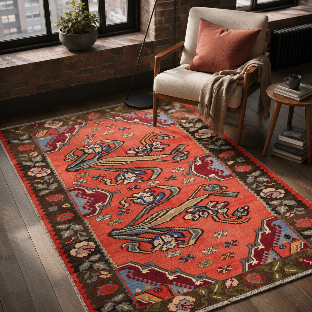 Tapis Ethnique Vintage Bordeaux Lavable Lior, vue 8