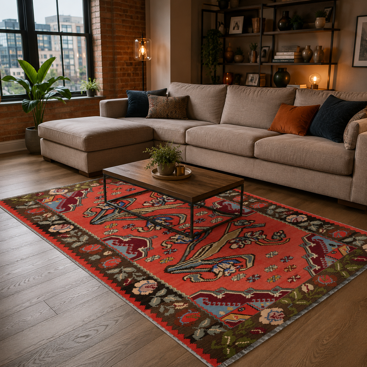 Tapis Ethnique Vintage Bordeaux Lavable Lior, vue 10