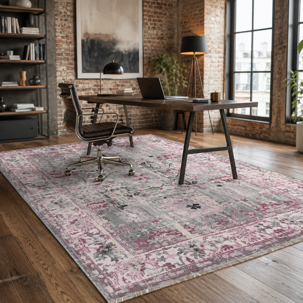 Tapis Ethnique Vintage Bleu Marine Lavable Acacia, vue 6