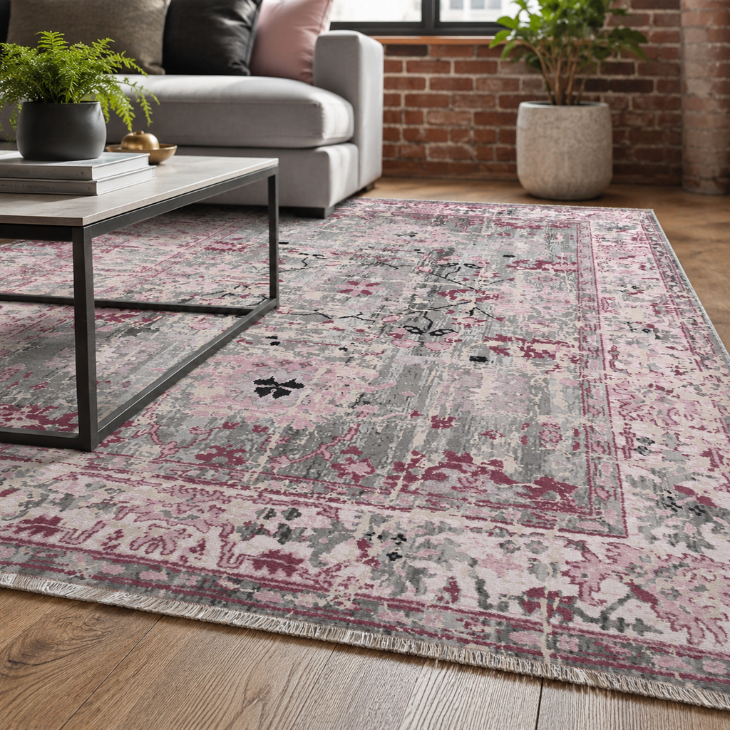 Tapis Ethnique Vintage Bleu Marine Lavable Acacia, vue 9