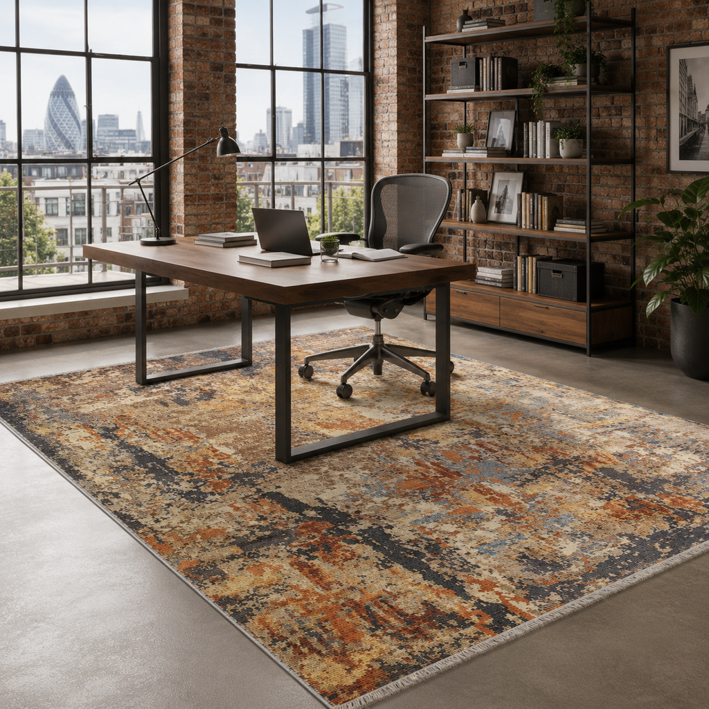 Tapis Ethnique Vintage Bleu Marine Lavable Faustine, vue 7