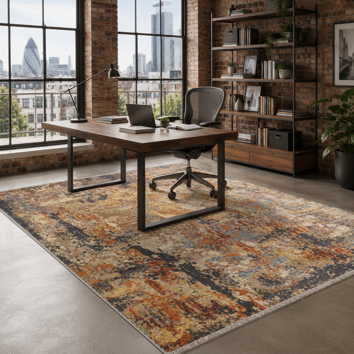 Tapis Ethnique Vintage Bleu Marine Lavable Faustine, vue 7