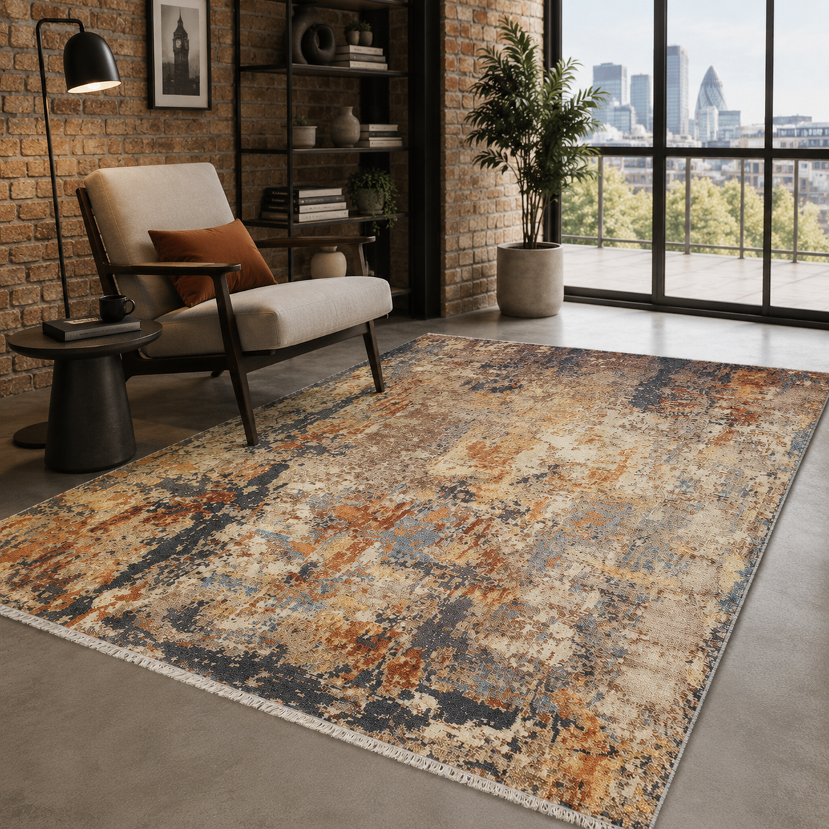 Tapis Ethnique Vintage Bleu Marine Lavable Faustine, vue 8