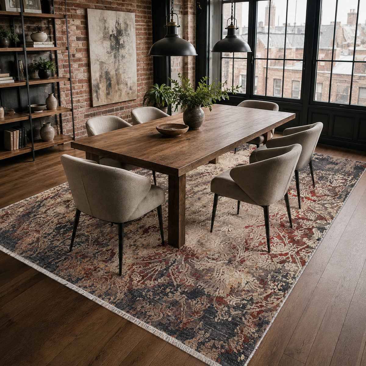 Tapis Ethnique Vintage Bleu Marine Lavable Léonie, vue 6