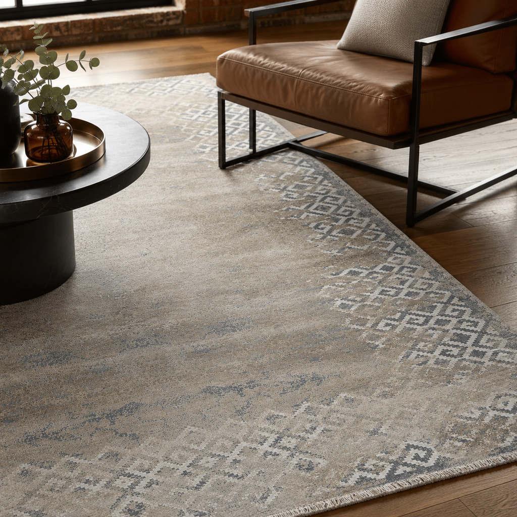 Tapis Géométrique Moderne Bleu Marine Lavable Pia, vue 10