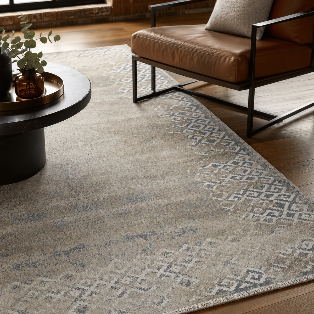 Tapis Géométrique Moderne Bleu Marine Lavable Pia, vue 10