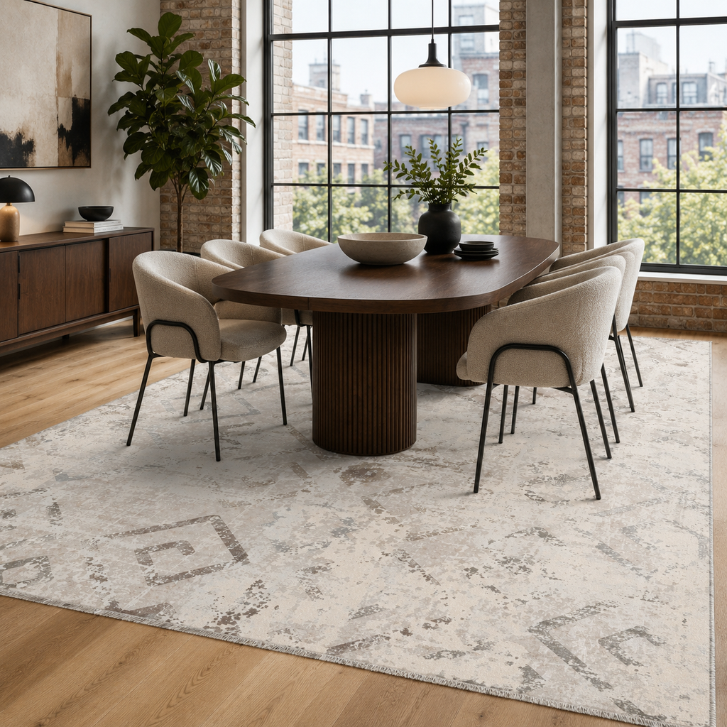 Tapis Géométrique Vintage Bleu Marine Lavable Thelma, vue 5