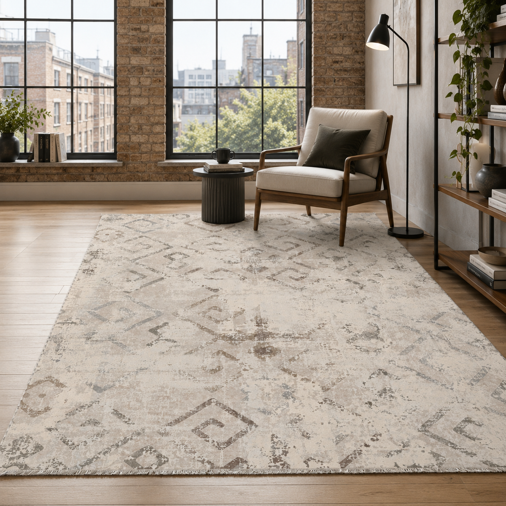 Tapis Géométrique Vintage Bleu Marine Lavable Thelma, vue 8