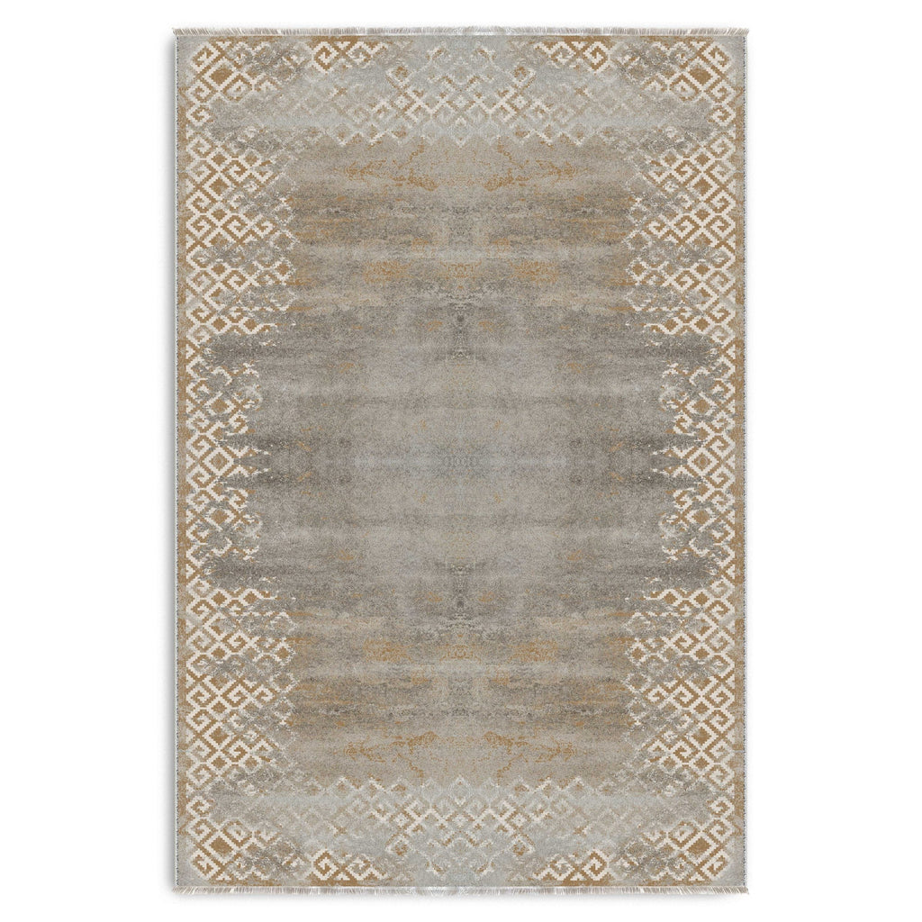 Détail du motif du tapis géométrique moderne gris lavable Nerina