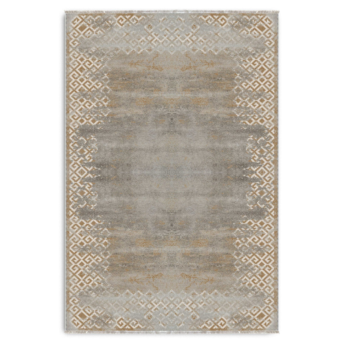 Détail du motif du tapis géométrique moderne gris lavable Nerina