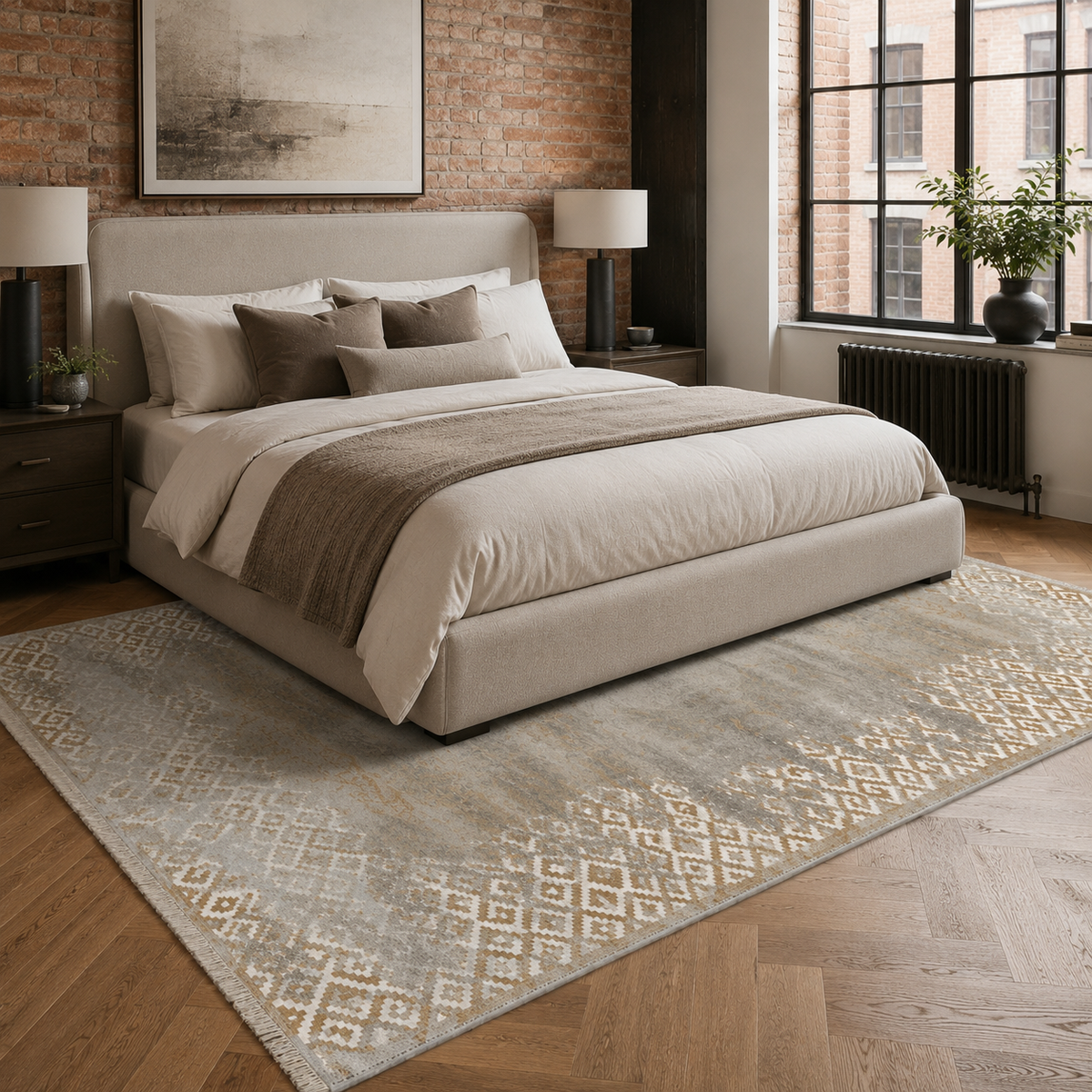 Tapis Géométrique Moderne Gris Lavable Nerina, vue 4