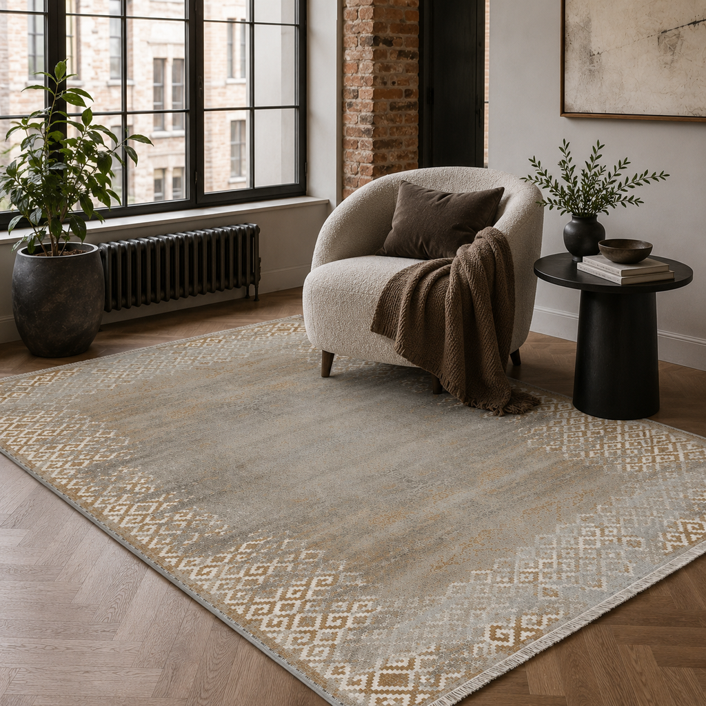 Tapis Géométrique Moderne Gris Lavable Nerina, vue 7
