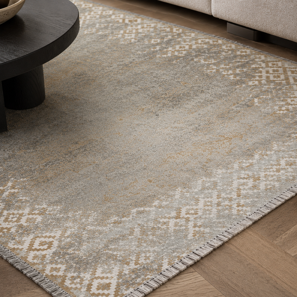 Tapis Géométrique Moderne Gris Lavable Nerina, vue 10