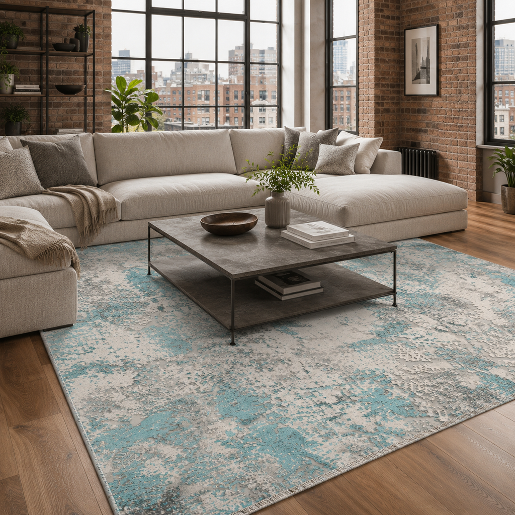 Tapis Ethnique Bleu Marine Lavable Savana, vue 8