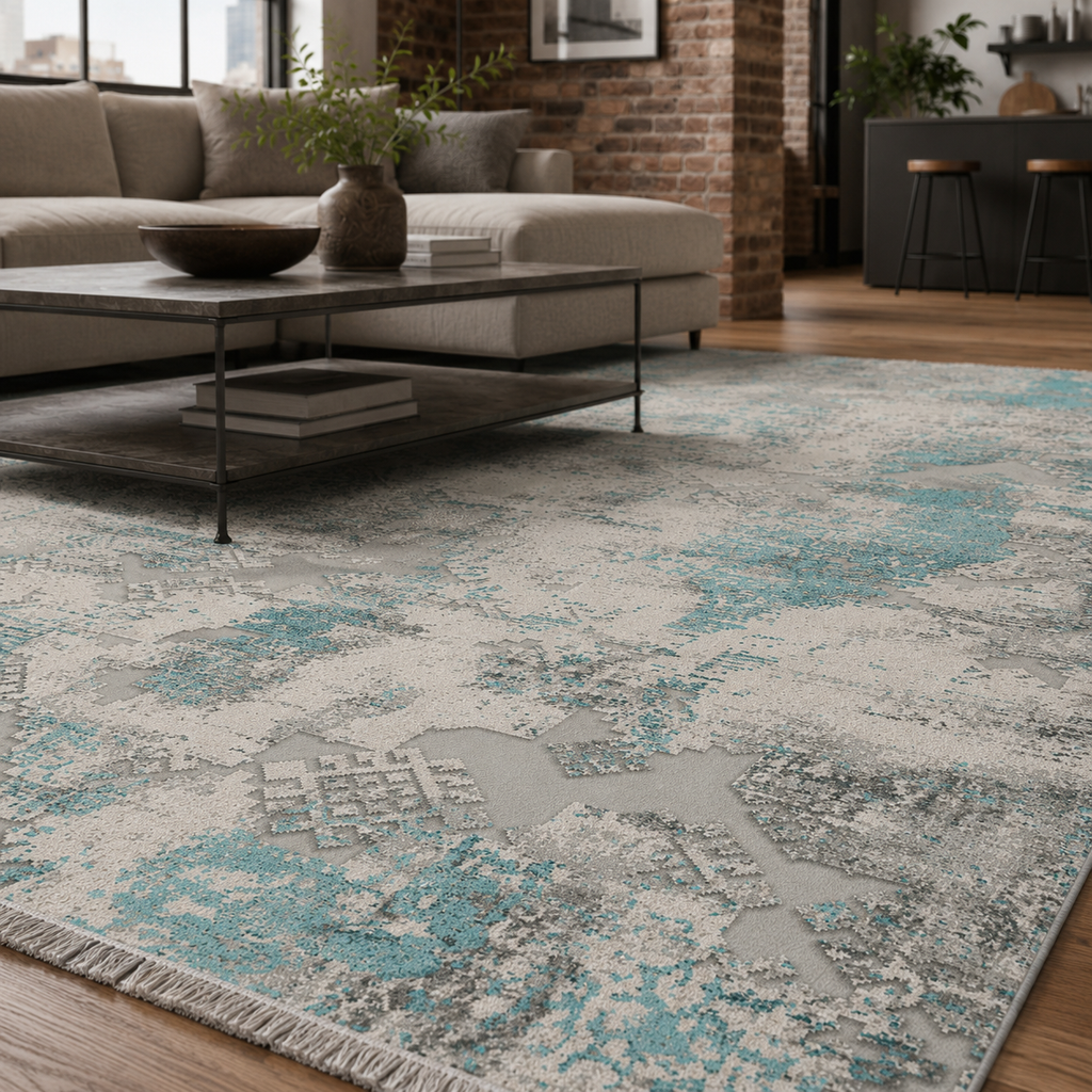 Tapis Ethnique Bleu Marine Lavable Savana, vue 9