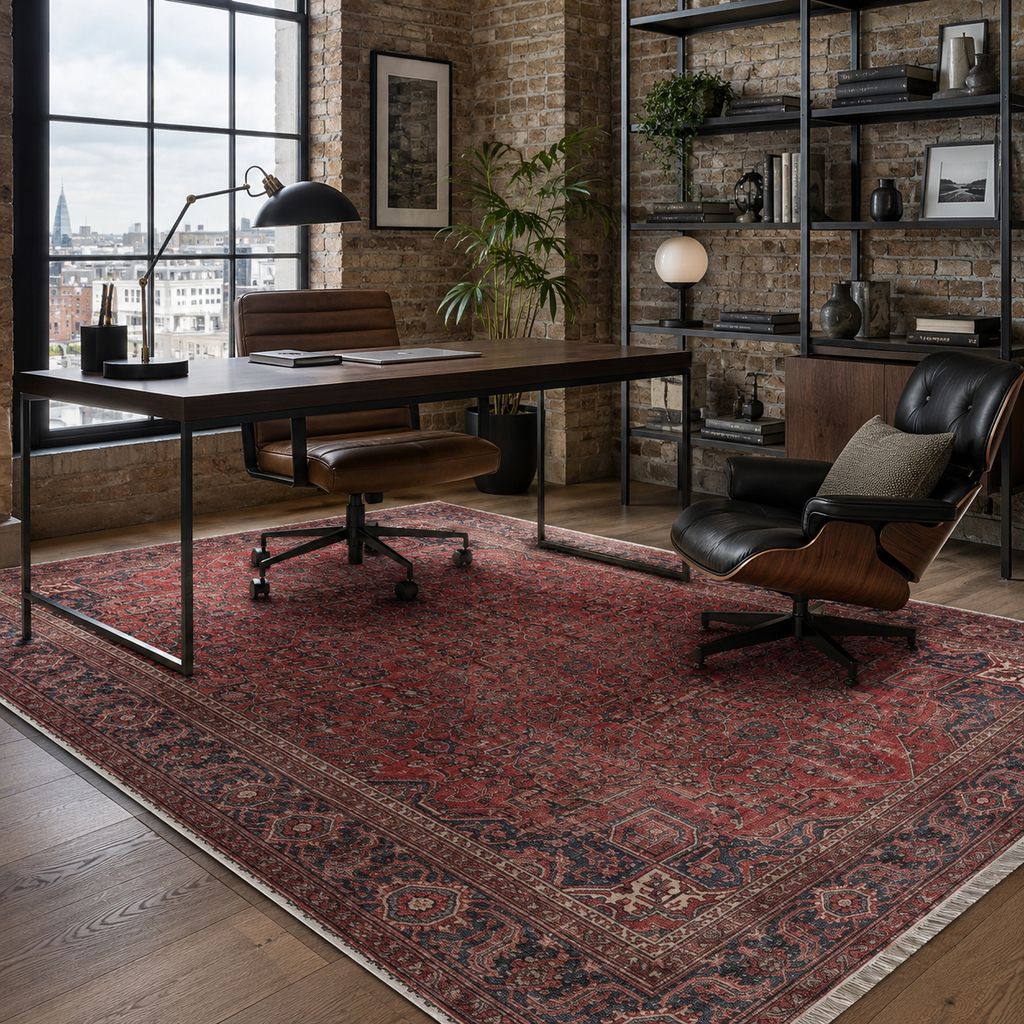 Tapis Ethnique Vintage Bordeaux Lavable Nélia, vue 6