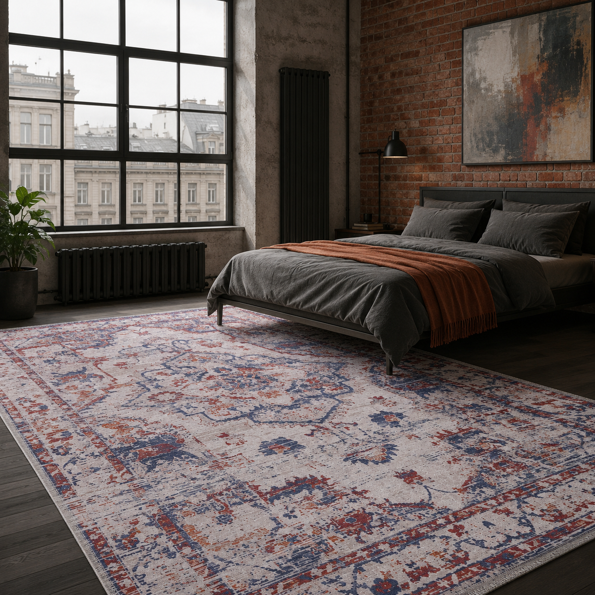 Tapis Abstrait Gris Lavable Nélia, vue 3