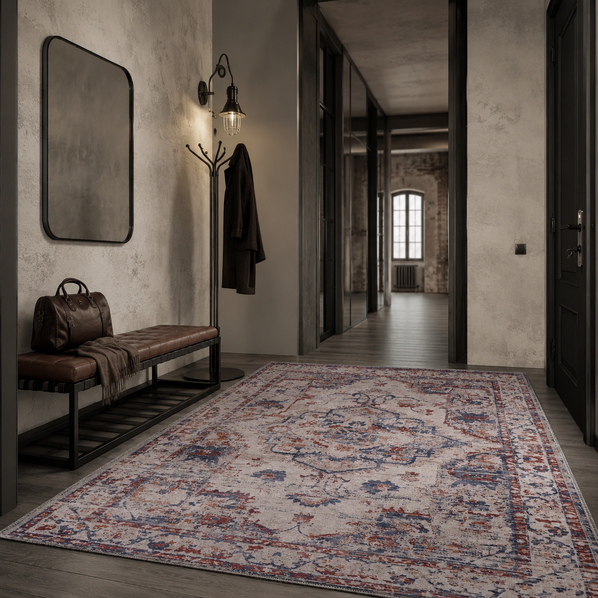 Tapis Abstrait Gris Lavable Nélia, vue 8